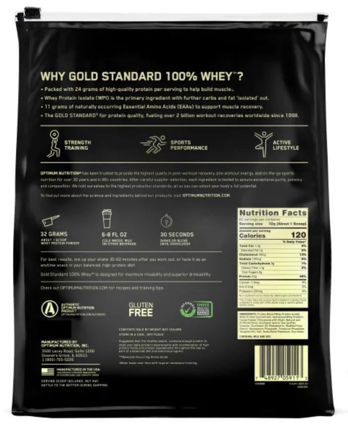 Optimum Nutrition Gold Standard 100% Whey Protein Powder, Vanilla Ice Cream