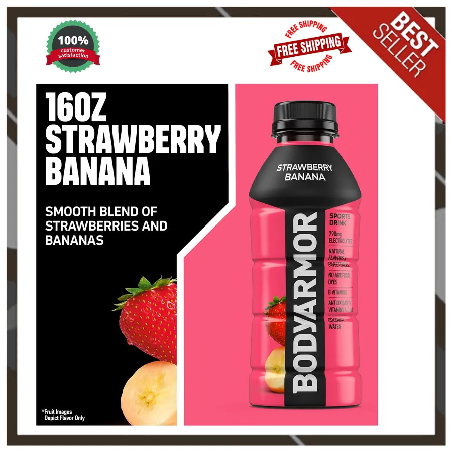 BODYARMOR Sports Drink Strawberry Banana Electrolyte Hydration 16oz 12 Pack