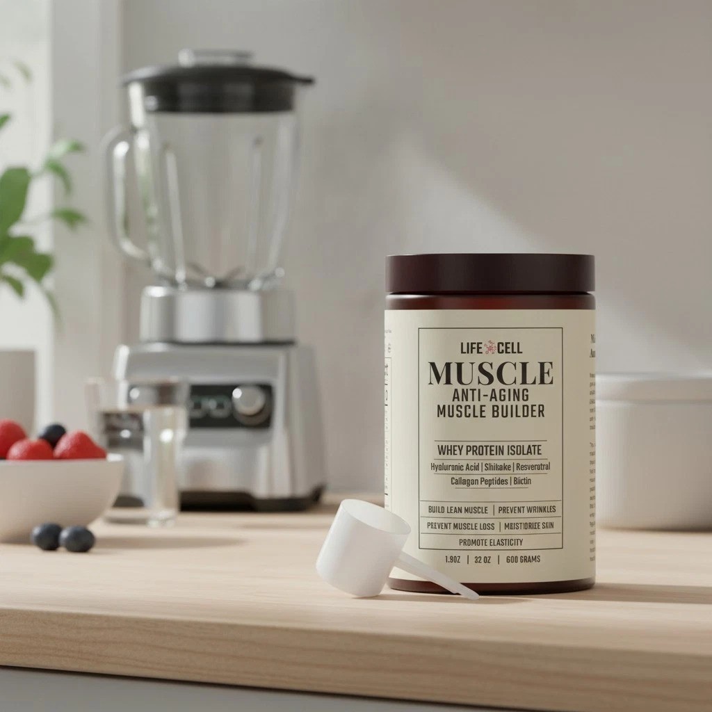 Whey Protein:Anti-Aging Muscle Builder w/ Shiitake Mushroom, Collagen & Hyalu…