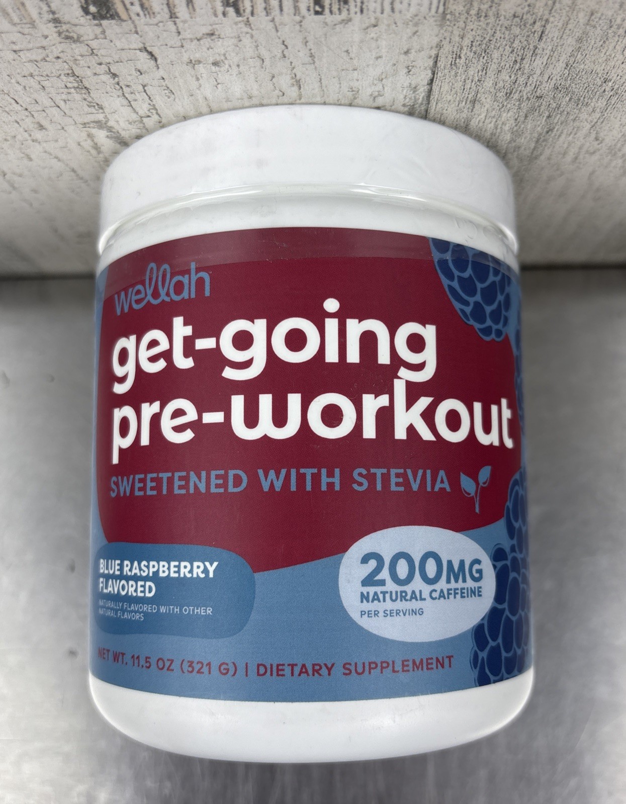 Wellah Get-Going Natural Pre-Workout Drink Mix Blue Raspberry 30 Servings