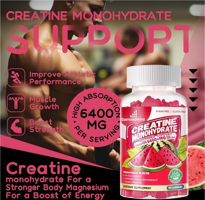 Creatine Monohydrate 6400+MG Watermelon Flavor 90 Ct Gummy