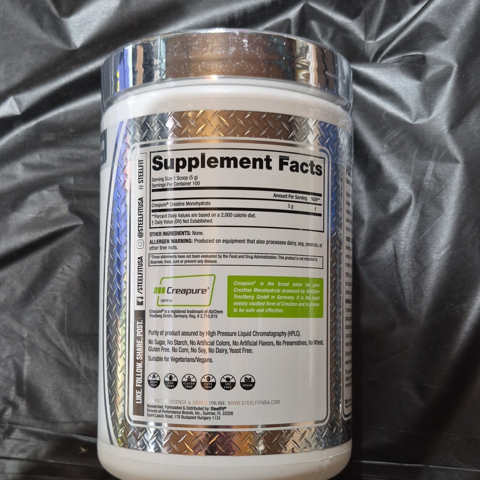 STEELFIT Pure Steel Creapure Creatine Monohydrate Powder Unflavored 500g