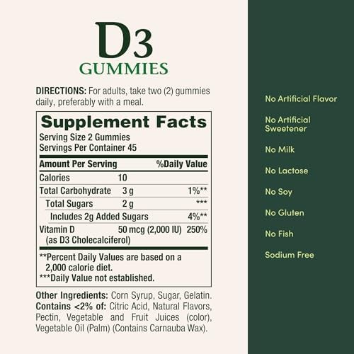 Nature’s Bounty Vitamin D3 Gummies, Vitamin Supplement, Supports Immune Health,