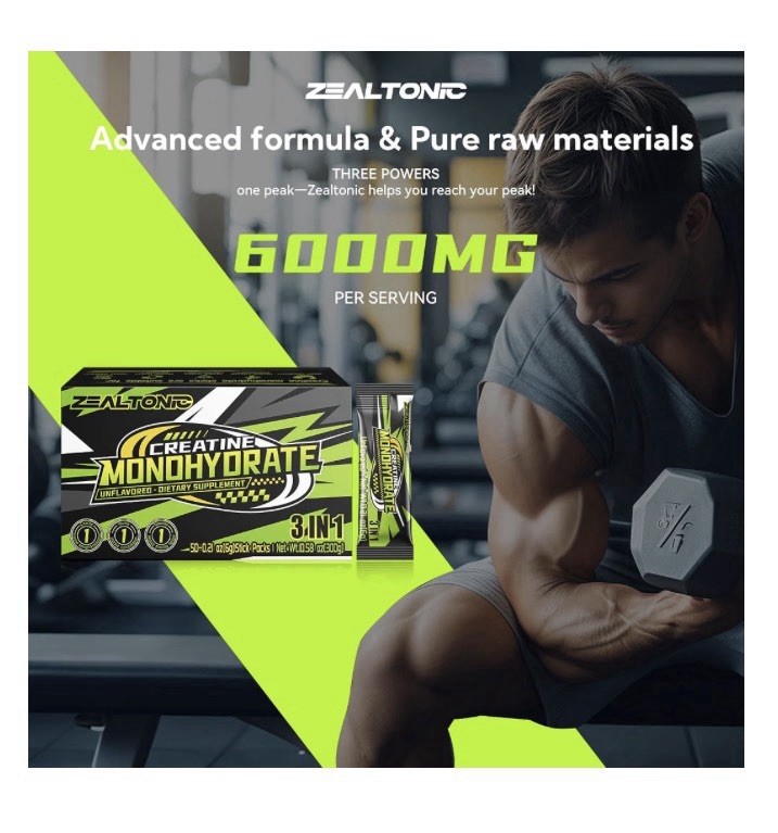 2 Pack Zealtonic Creatine Monohydrate 5000mg 99.9% Micronized Powder 100servings
