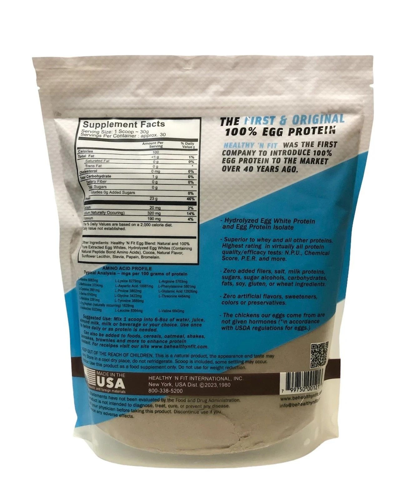 Healthy ‘N Fit 100% Egg Protein -Chocolate 2lb Lactose Free Sugar Free Natura…