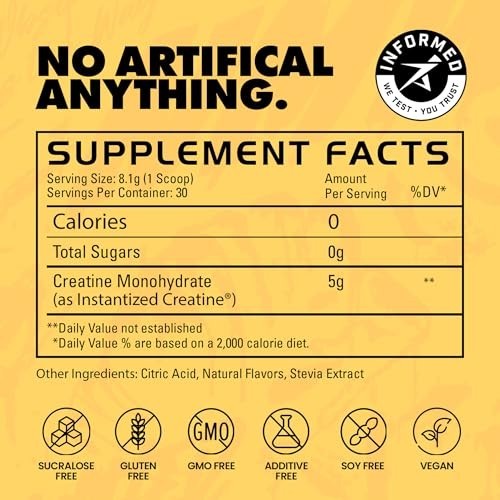 Instantized Creatine Monohydrate Powder – Pre Workout, Muscle Building, 30 Servi