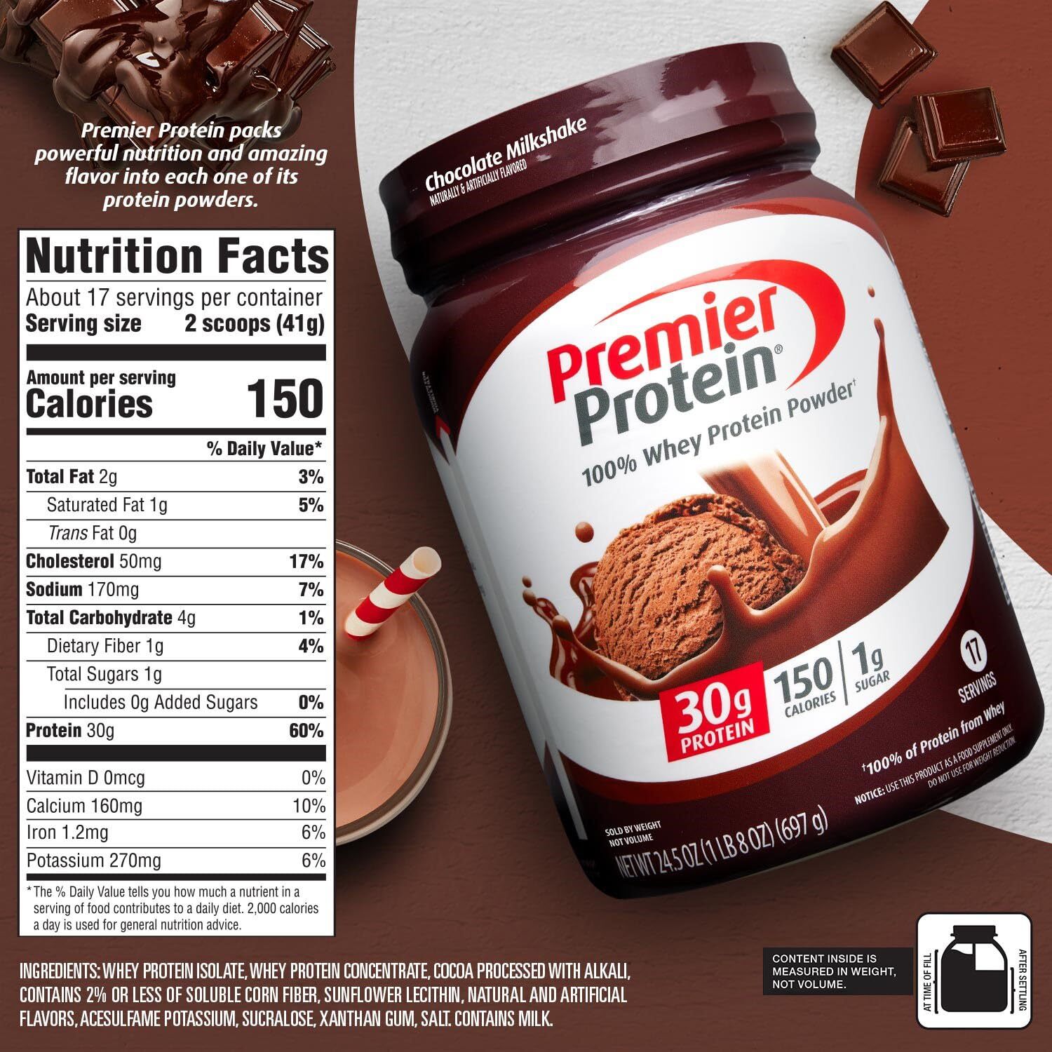 Chocolate Protein Powder Supplement 30G Protein 17 Servings Gluten Free