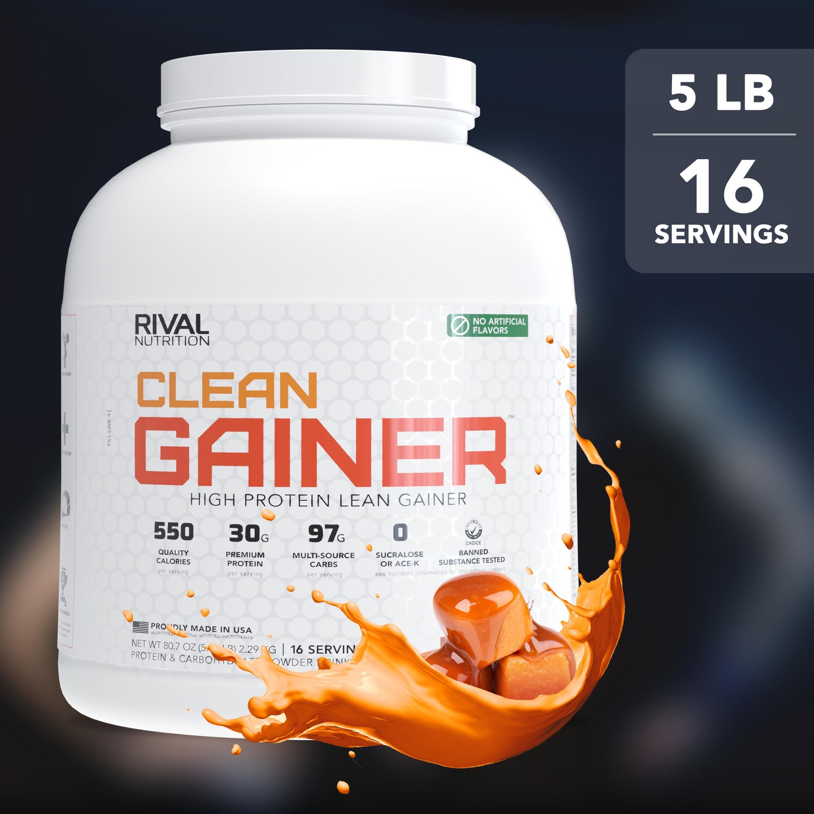 Rival Nutrition Clean Gainer Salted Caramel High-Protein Lean Gainer Powder I 5