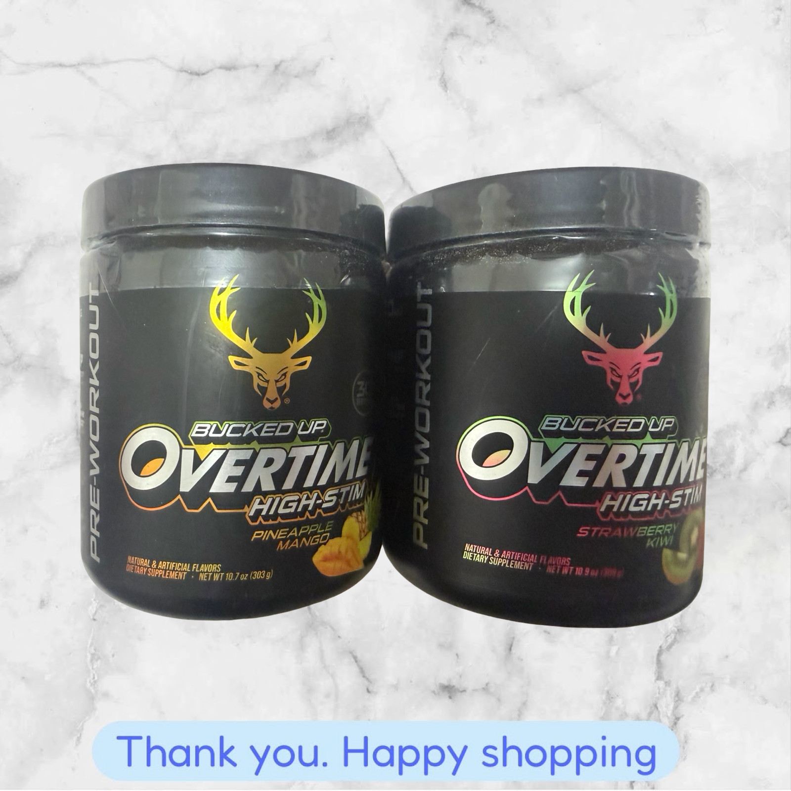 2X BUCKED UP Overtime High-Stim PineApple+Straw PRE-WORKOUT 30 SERVINGS NEW SHIP