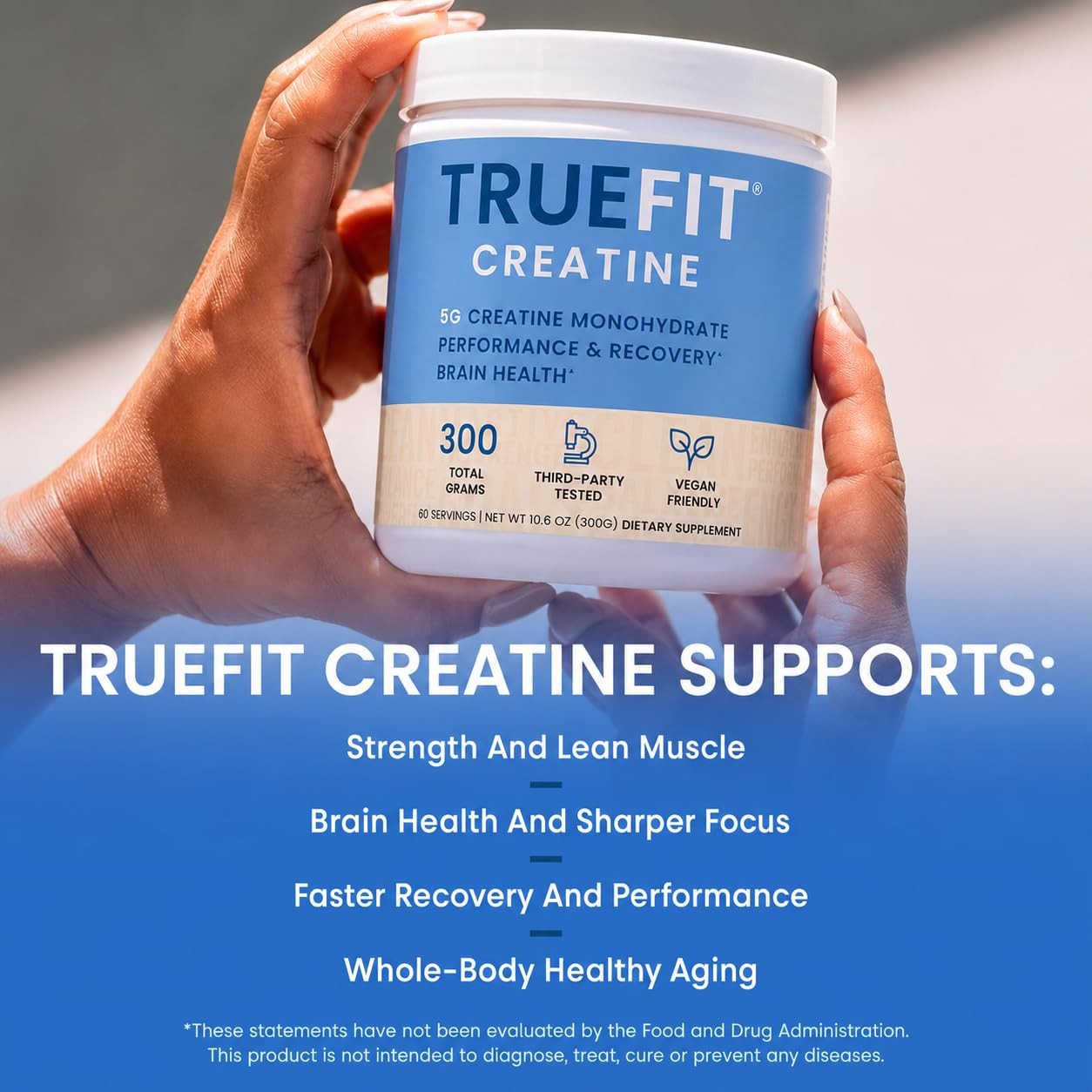 TrueFit Creatine Monohydrate Powder for Women 60 Servings (Pack of 1), White