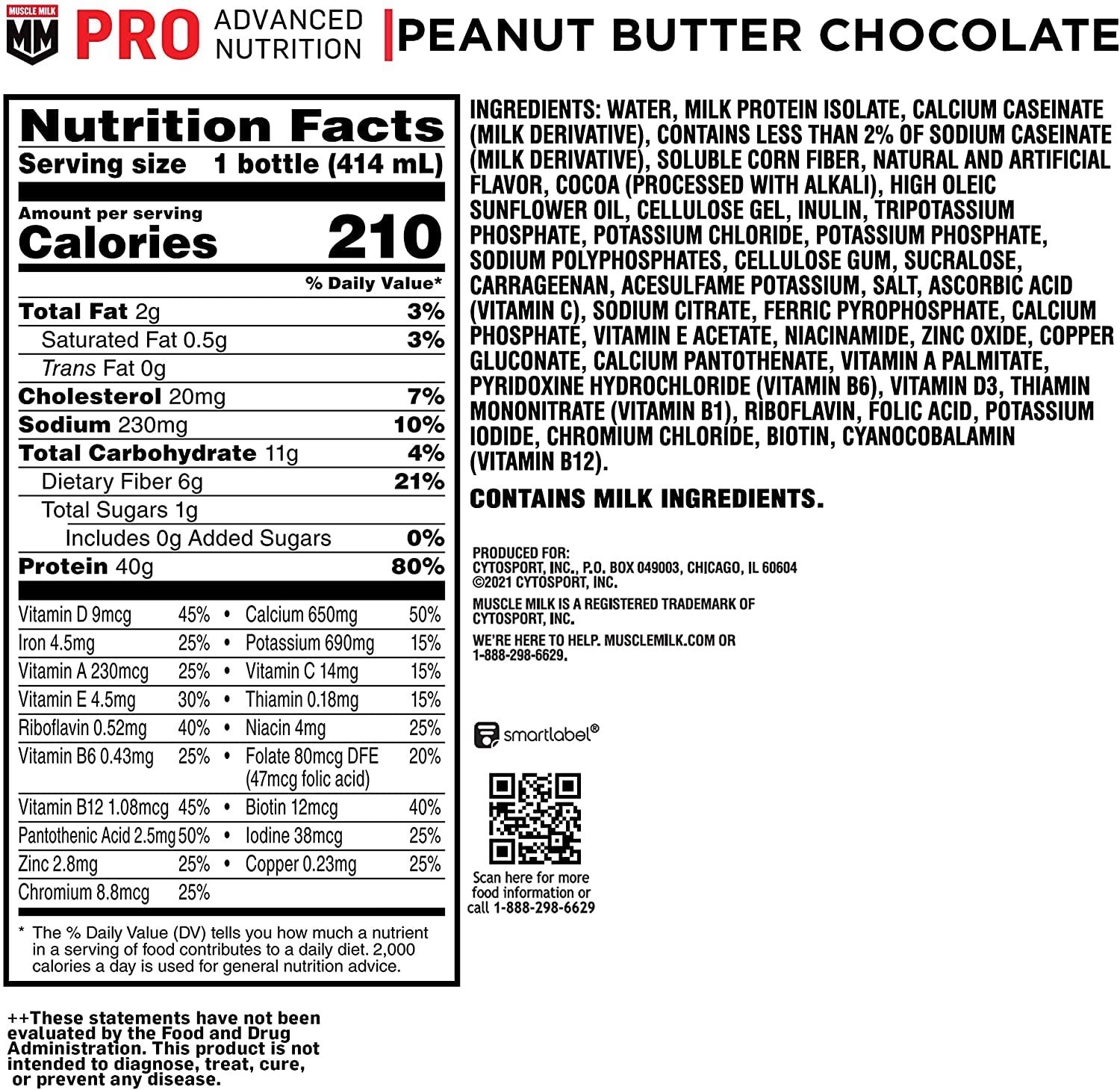 Muscle Milk Pro Series Shake Chocolate 🍫 Peanut 🥜 Butter, 14 Fl Oz, 12 Ct