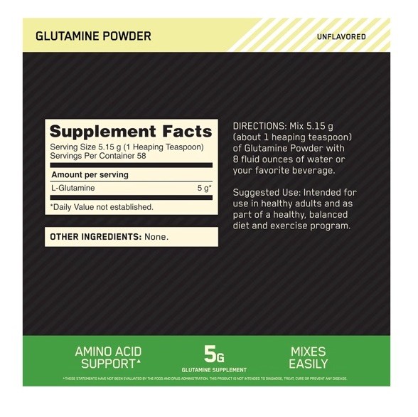 2-Pack Optimum Nutrition Glutamine Powder Unflavored 10.58 oz 300 g 58 Servings