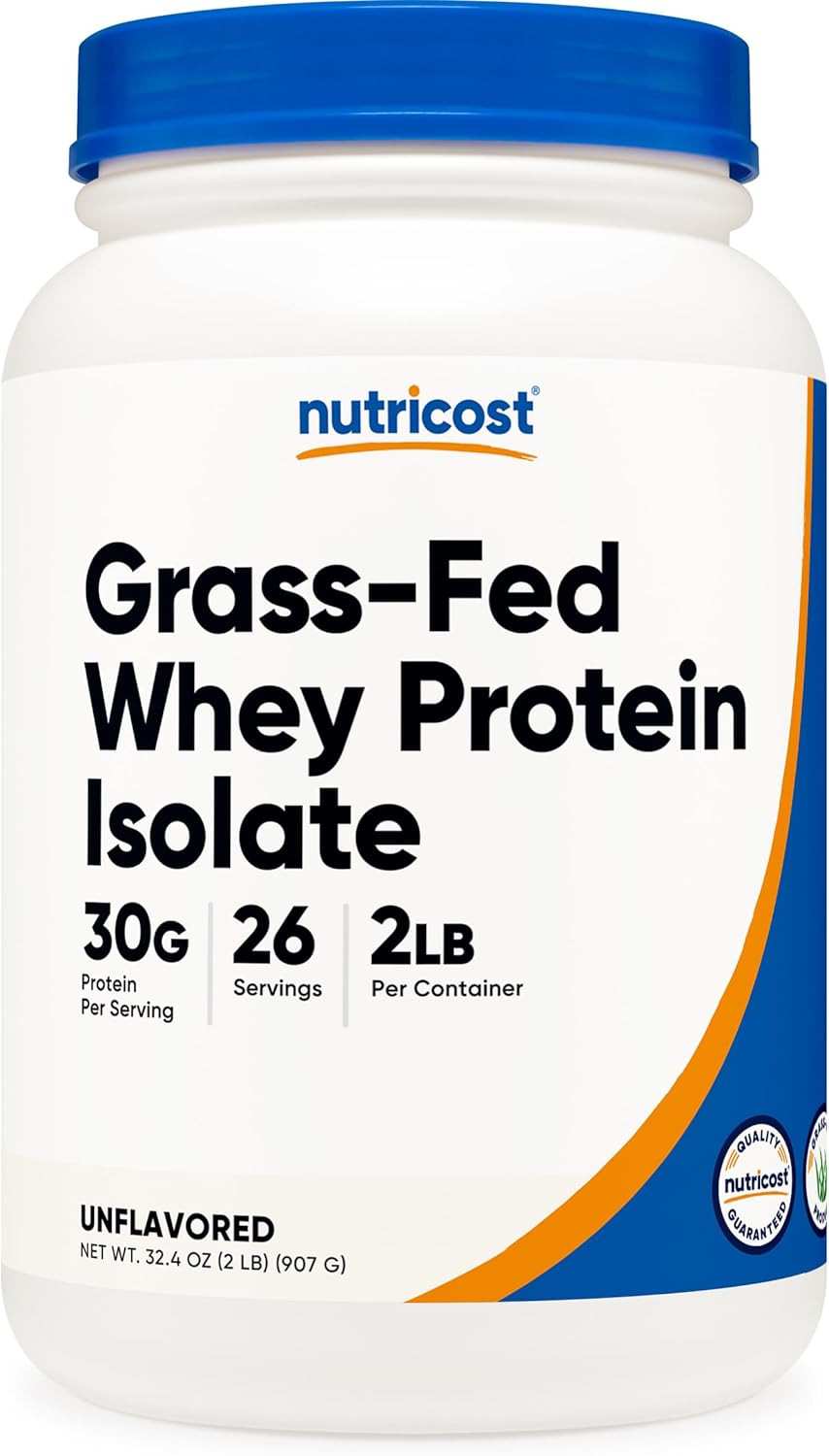 Grass-Fed Whey Protein Isolate (Unflavored) 2LBS – Non-Gmo, Gluten Free, Pure Pr