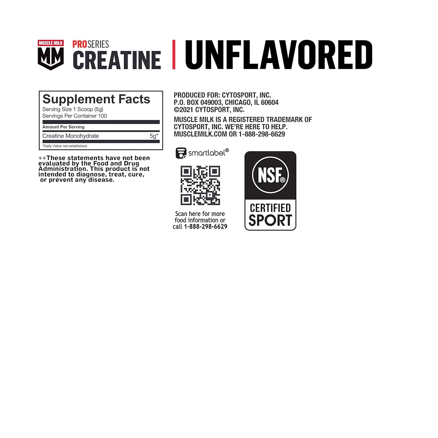 Muscle Milk Pro Series Creatine Powder Supplement, Unflavored, 1.1 Pound,…
