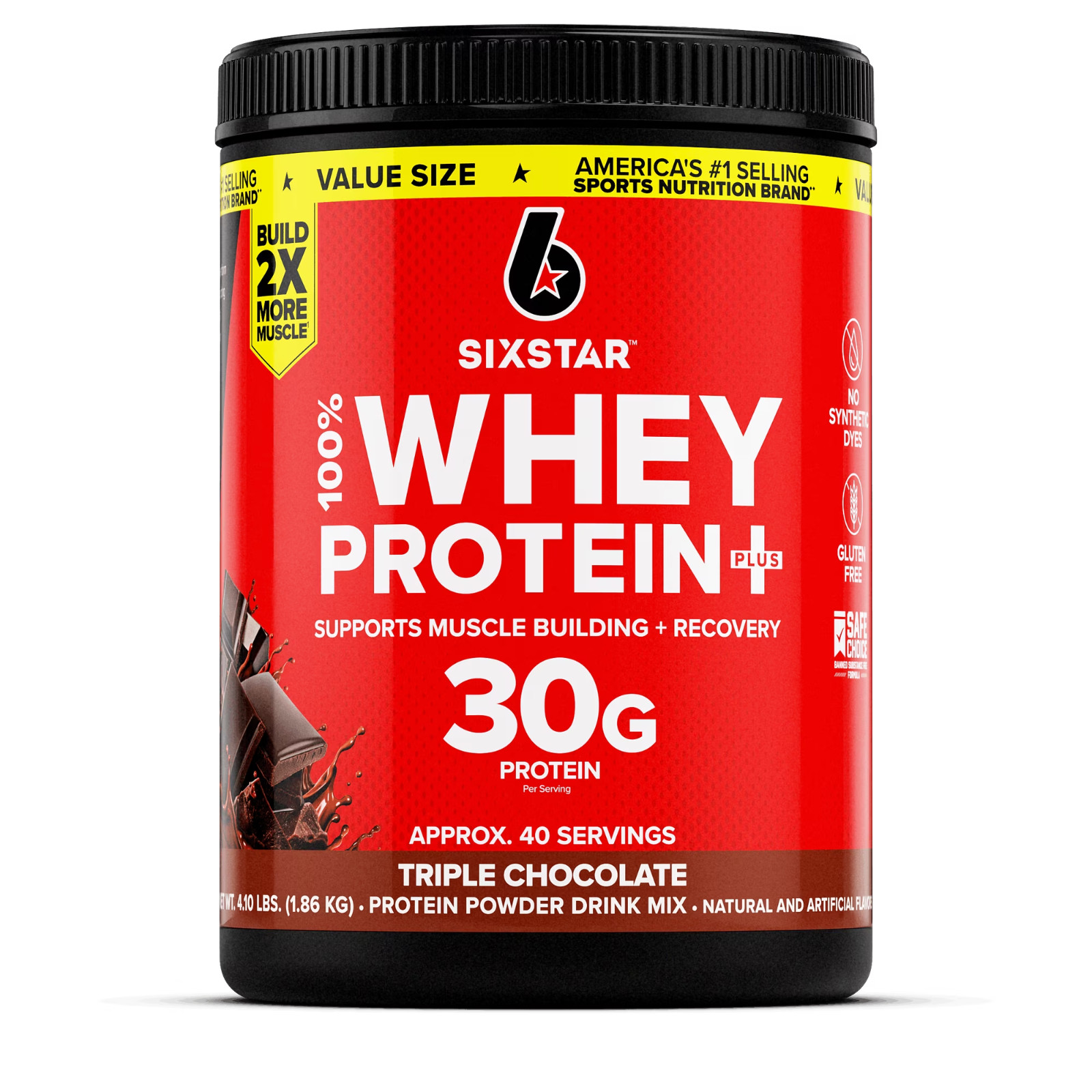 Six Star Pro Nutrition 100% Whey Protein Plus Powder Triple Chocolate 30g 4.1 lb