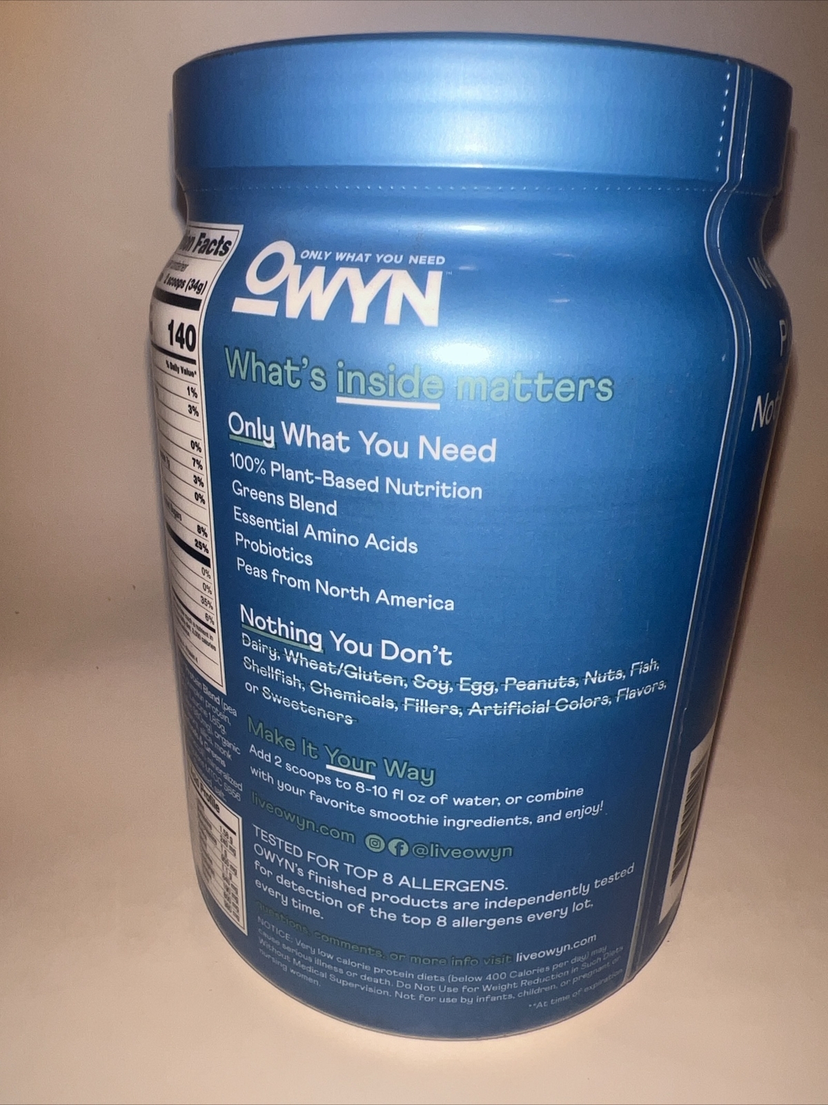 OWYN Only What You Need Plant-Based Protein , Smooth Vanilla, 1.05 lbs Exp 08/25