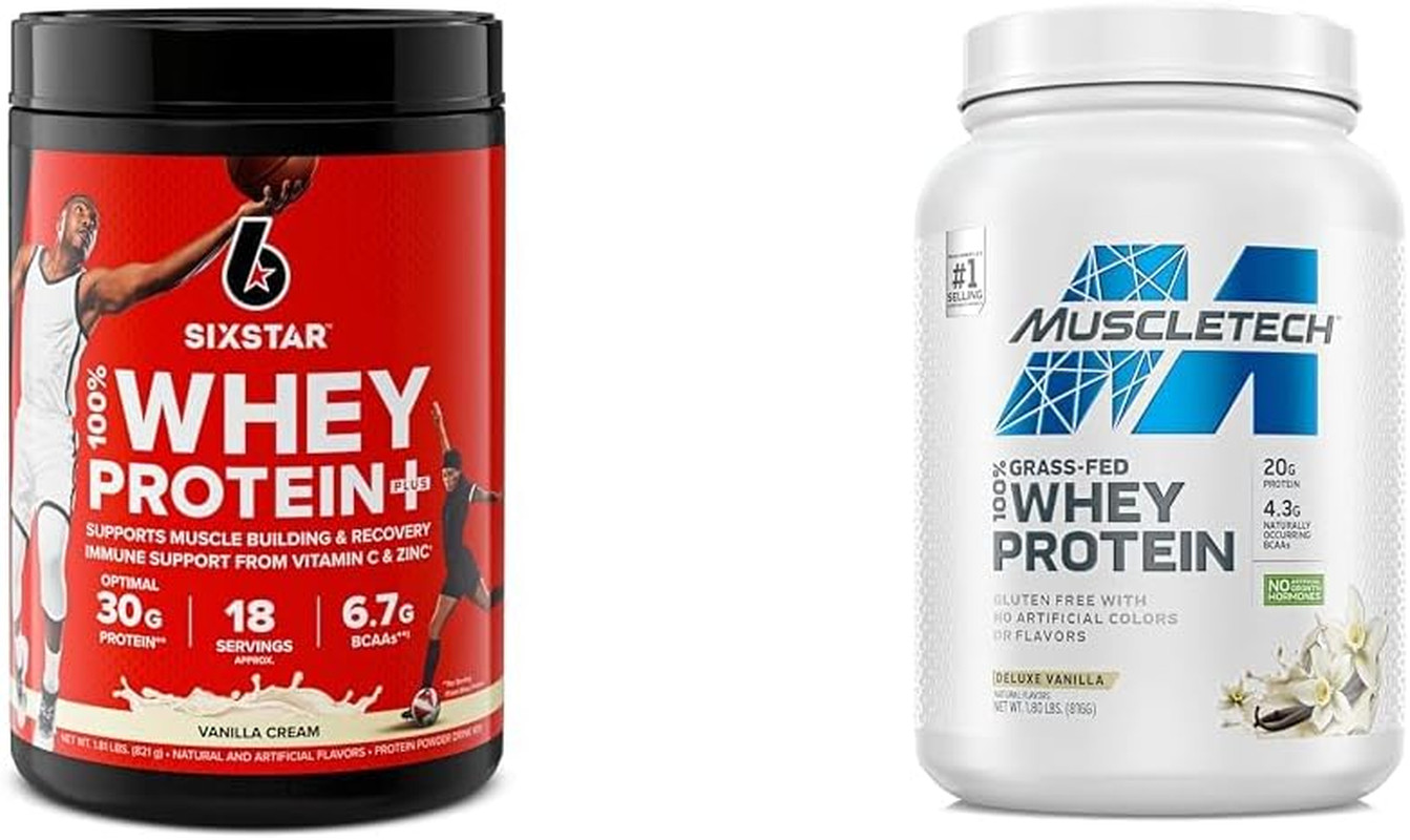 Elite 100% Whey Protein plus Vanilla Cream 1.8Lbs and Muscletech Grass Fed Whey