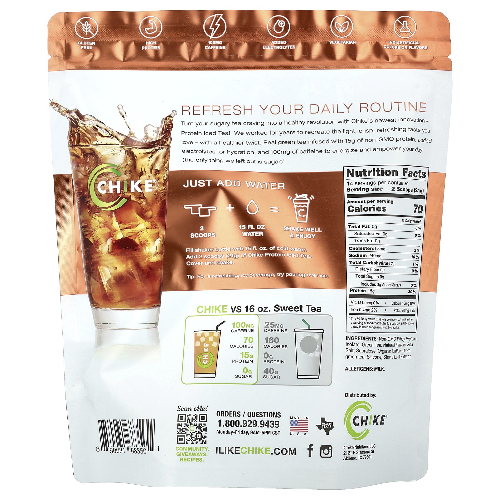 Protein Iced Tea, Peach Fusion, 10.1 oz (287 g)