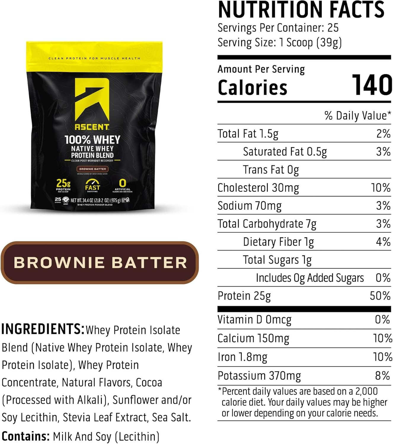 100% Whey Protein Powder – Post Workout Whey Protein Isolate, Zero Artificial Fl