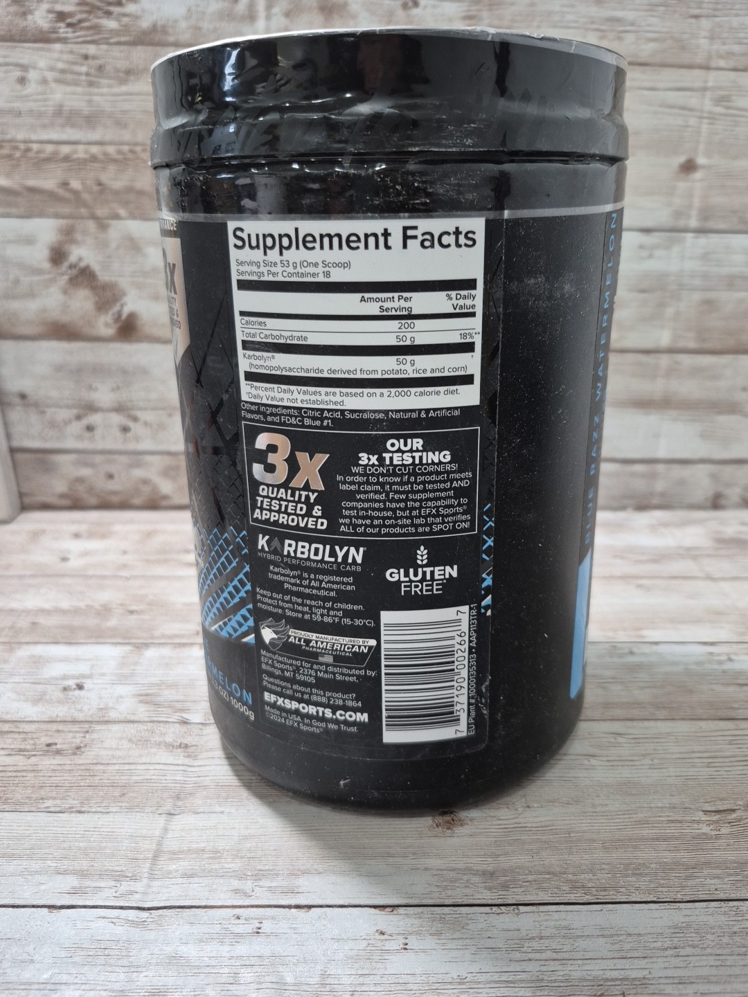 EFX Sports Pure Fuel Karbolyn, Blue Razz Watermello Energy & Performance 2lb