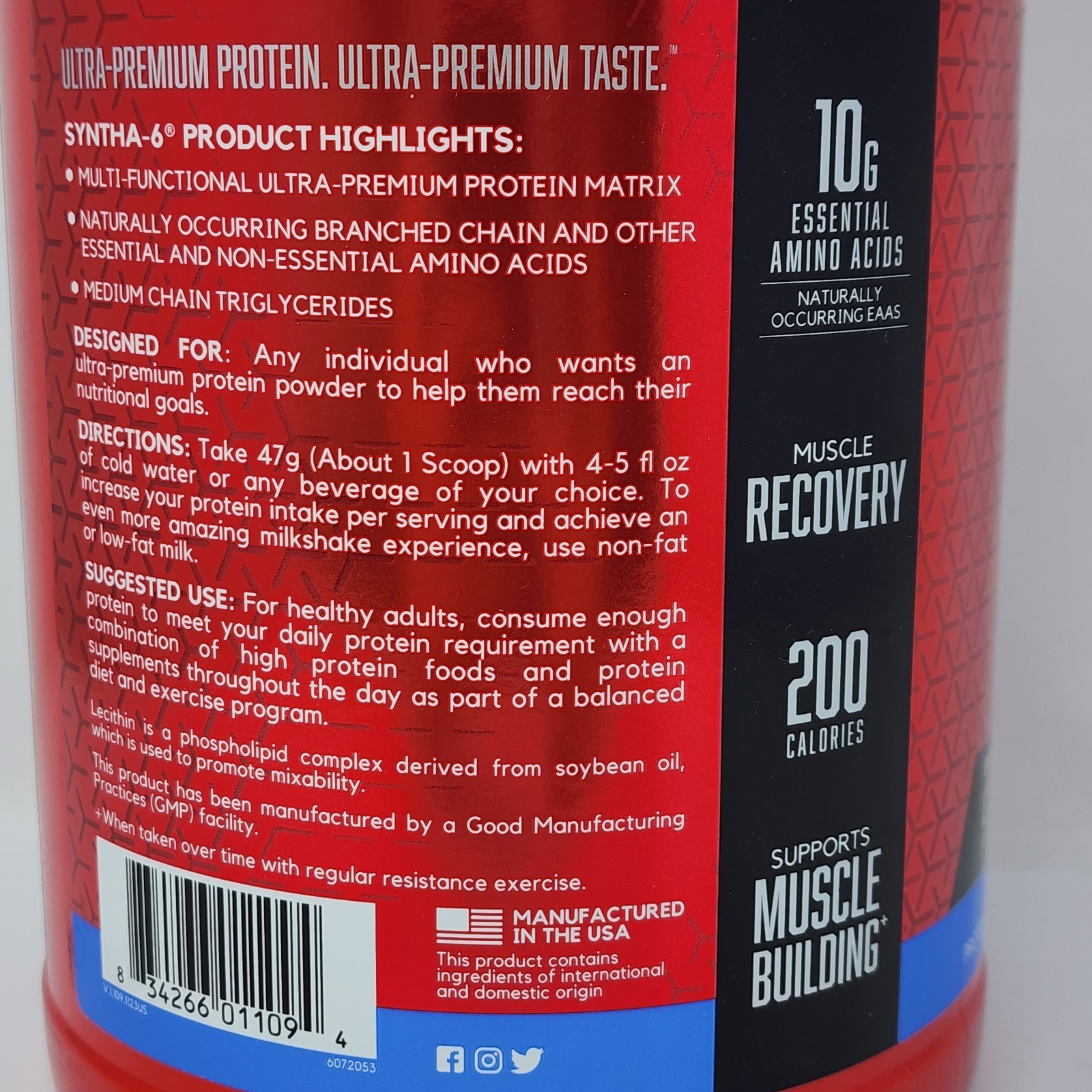 BSN Syntha-6 Protein Powder Blueberry Pancake 2.91 lb Tub Exp 09/2026