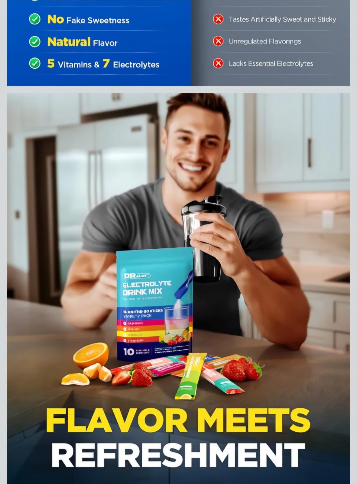 DR ALOT Electrolyte Drink Mix Variety Pack 32 Sticks 2 Pack 0 Sugar