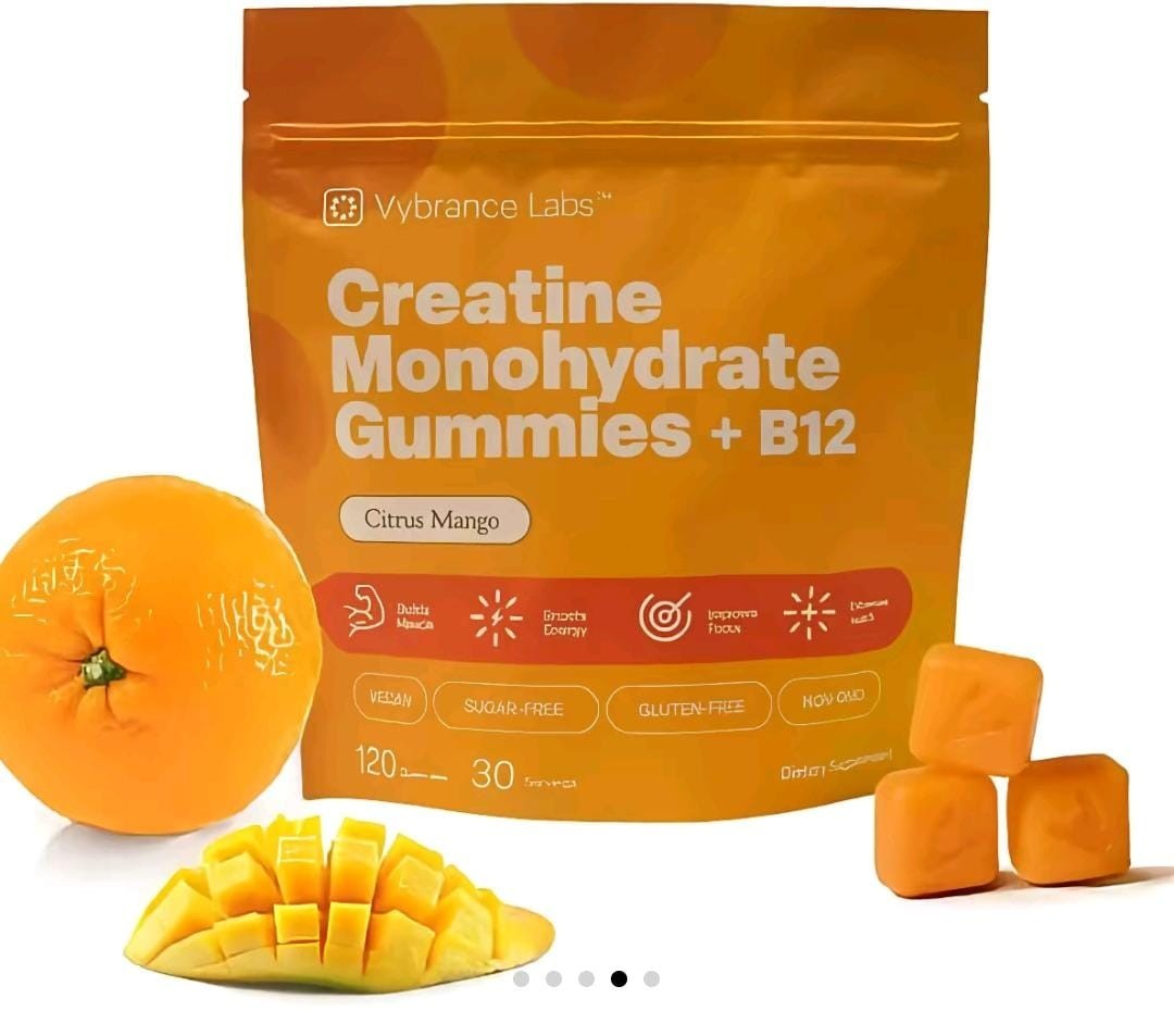 Vybrance Labs Creatine Monohydrate Gummies + B12 Citrus Mango 120 Vegan