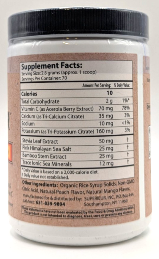 Superieur Electrolytes, 70 Servings, Sunrise Peach Mango, Exp. 11/27