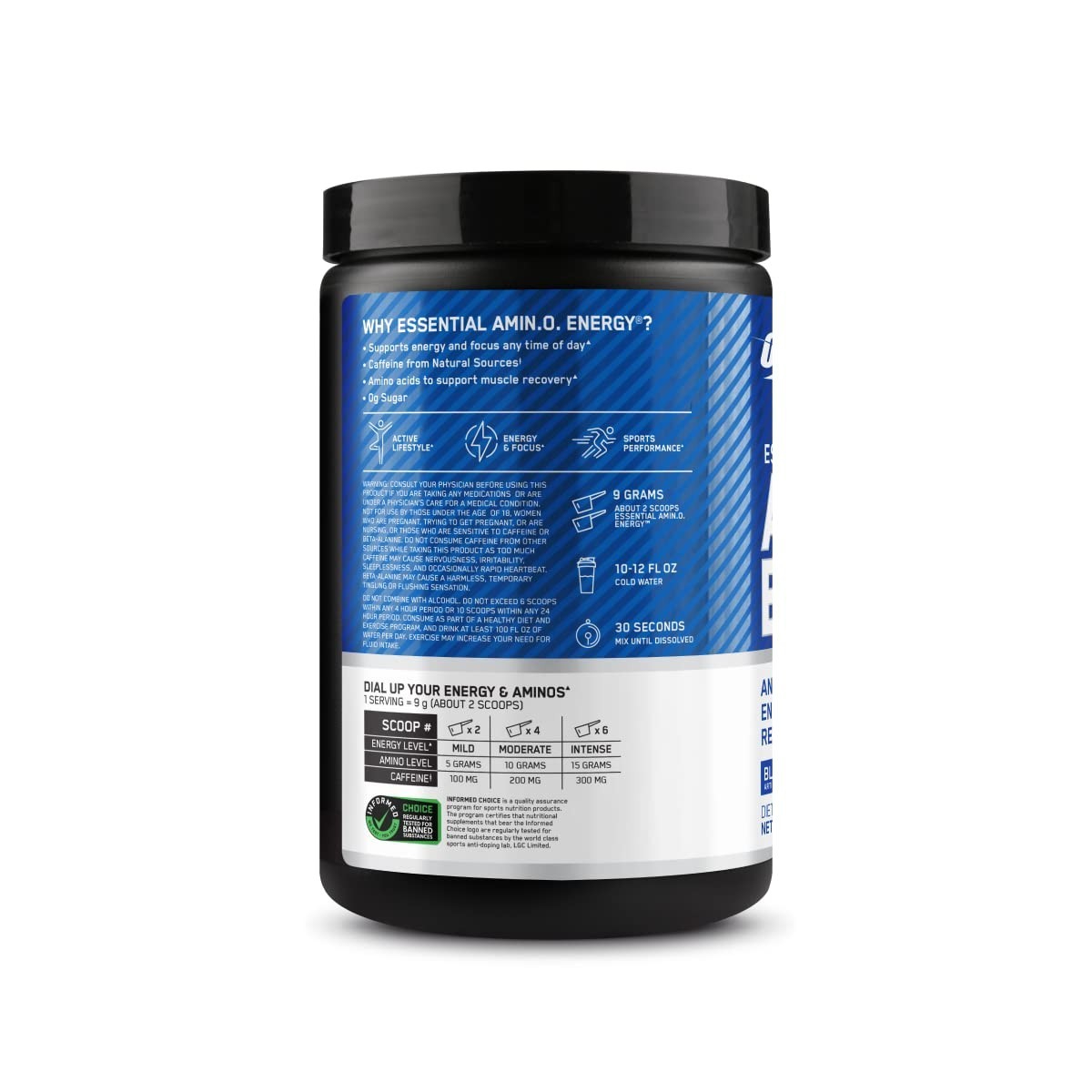 Amino Energy Pre Workout Powder – BCAA, Green Tea, Keto Friendly, Blue Raspberry