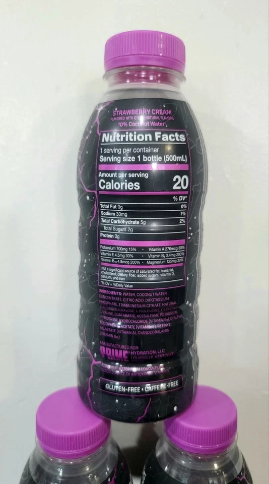 PRIME KSI THE NIGHTMARE LIMITED EDITION STRAWBERRY CREAM HYDRATION DRINK 3 Pack