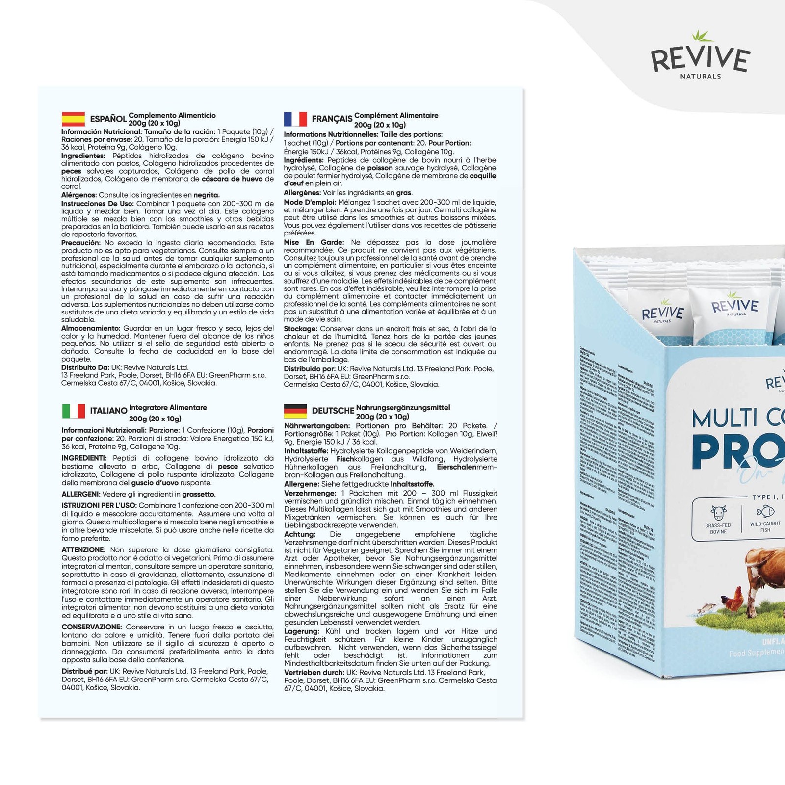 Multi Collagen Protein Powder Packets – Types I, II, 0.35 Ounce (Pack of 20)