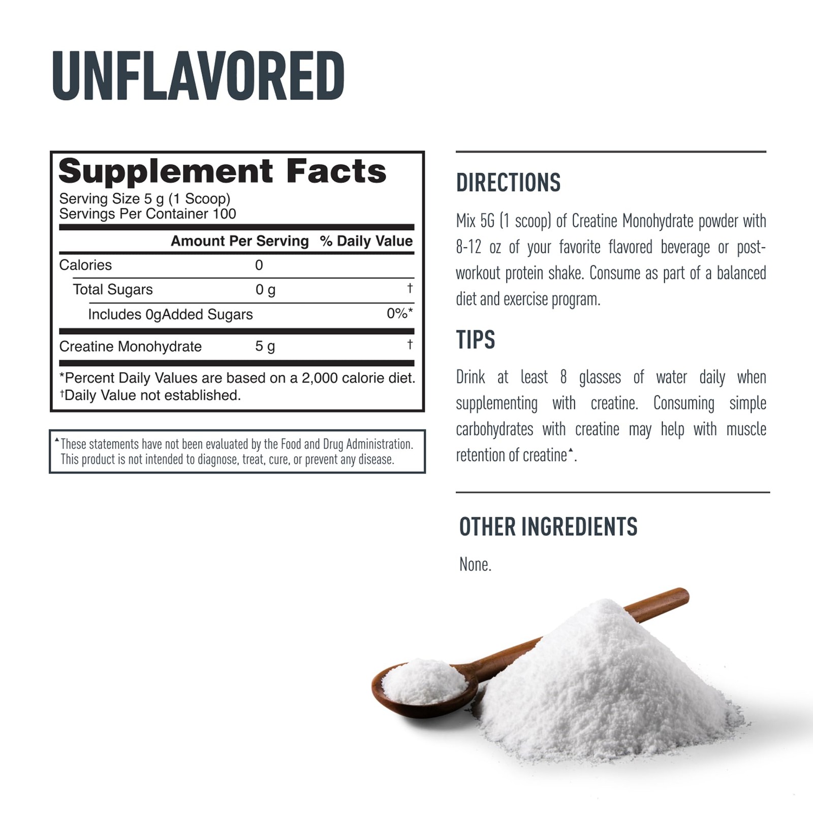 Isopure 100% Pure Creatine Monohydrate Powder, 1.1 Pound (Pack of 1), White