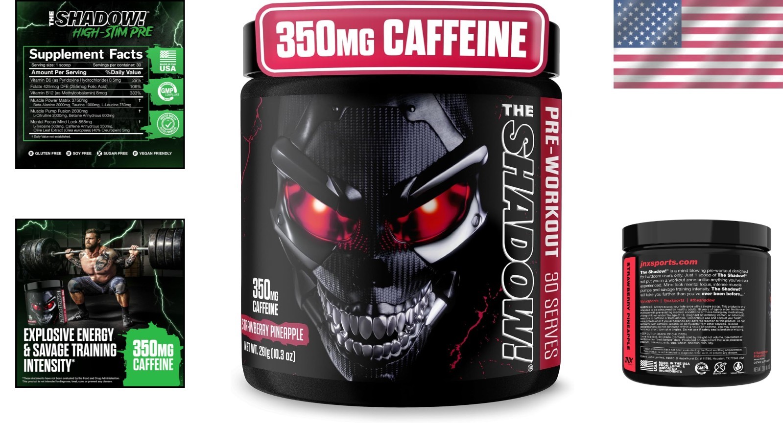 Unleash Your Strength: The Shadow! Preworkout with 350mg Caffeine, 30 Servings