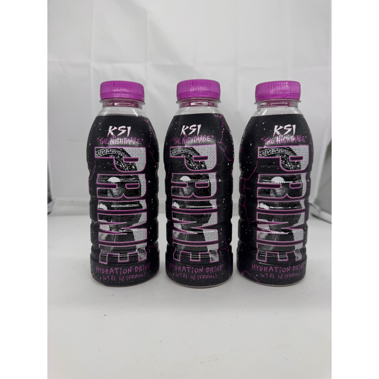 Lot of 3 – Prime KSI The Nightmare Strawberry Cream hydration drink 16.9 oz