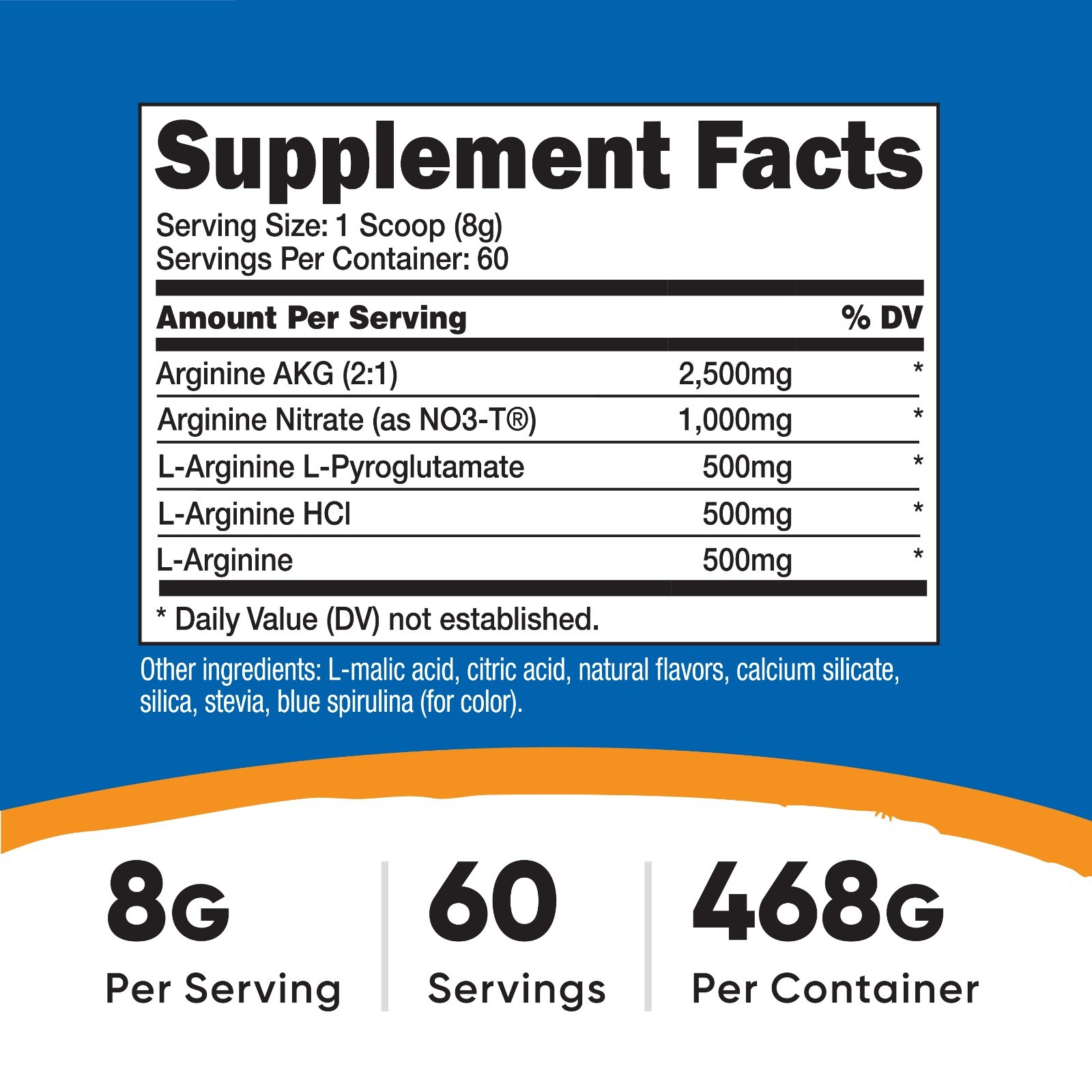 Nutricost L-Arginine Complex (Blue Raspberry, 60 Servings) -NON GMO