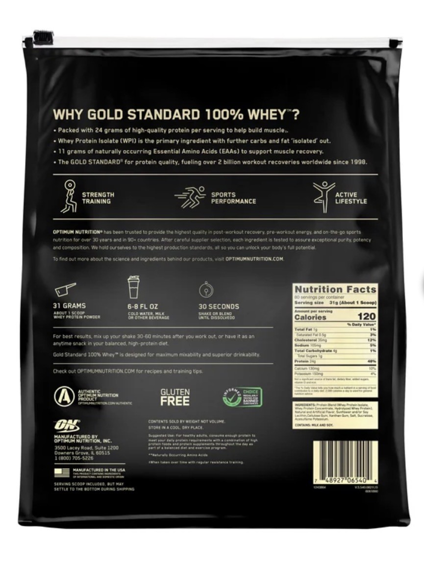 Best 💯% Whey Protein Gold Standard – Optimum Nutrition Vanilla Ice Cream 5.4 lb