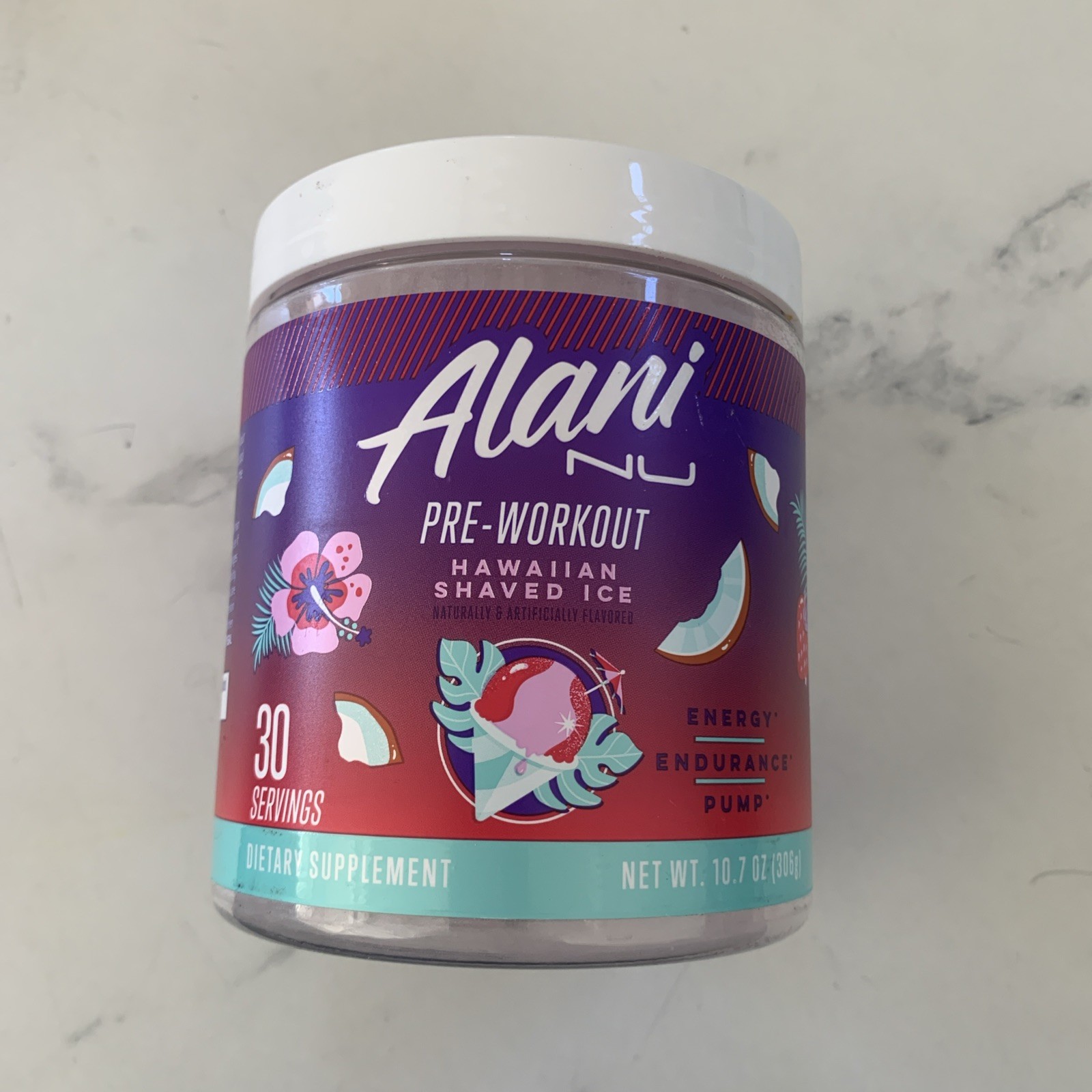 Alani NU; PRE-WORKOUT; Hawaiian Shaved Ice; 10.7oz; NEW/SEALED !! Exp:07/2027