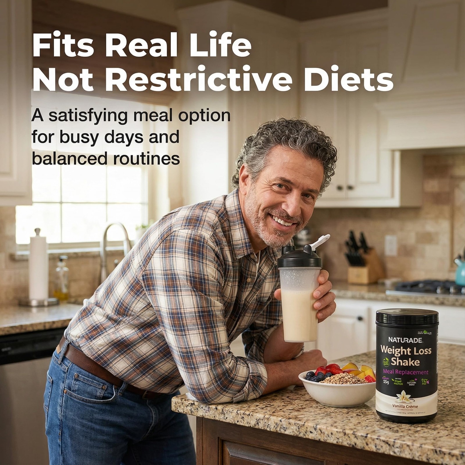 Plant-Based Meal Replacement Shake 25G Complete Protein Fiber 18 Vitamins