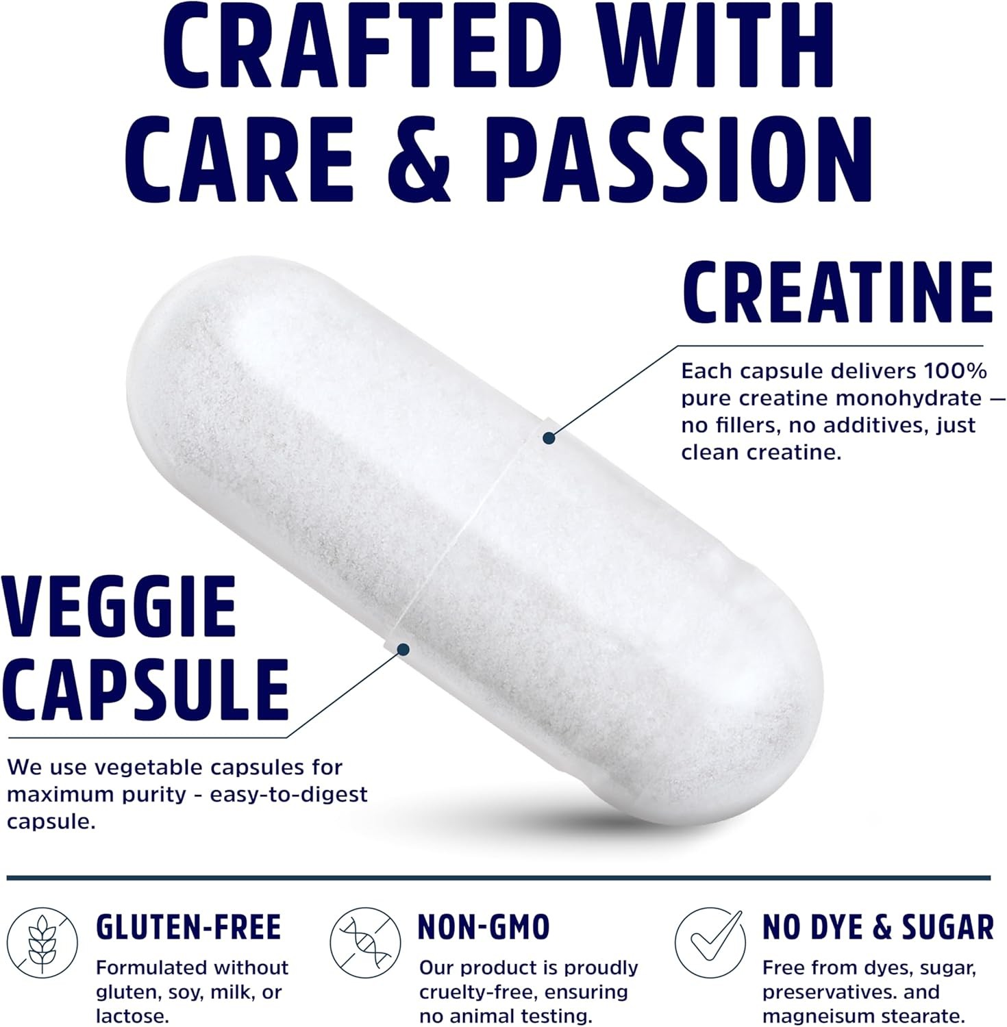 Creatine Monohydrate 5g Capsules 240 Count Vegan