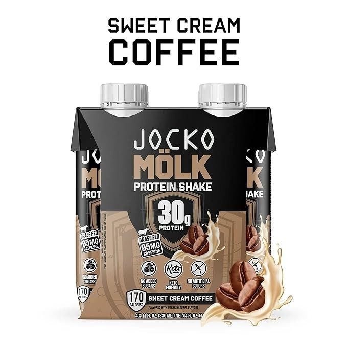 Jocko Molk Protein Shake, Chocolate, 30g Protein, 11 fl oz, 4 Count