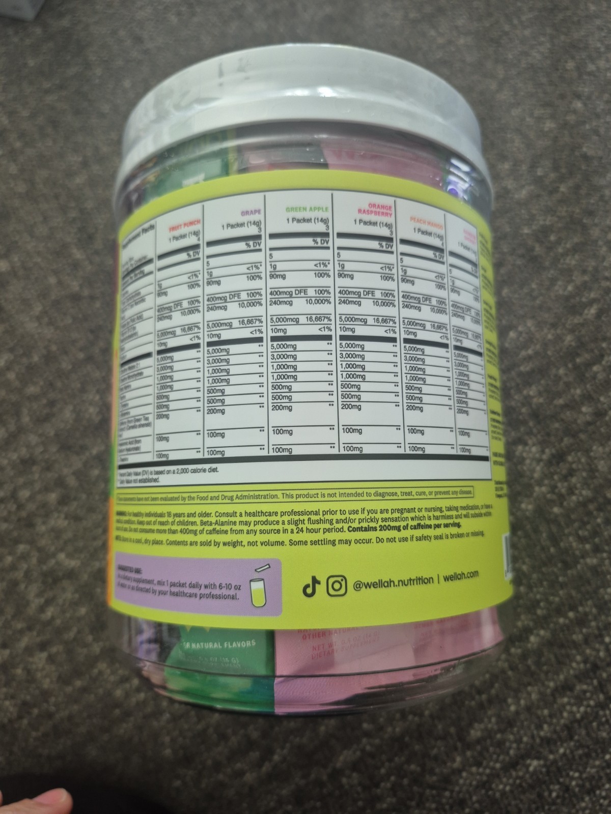 Wellah Pre-Workout + Creatine (Variety Pack) 20 Stick Packs, 6 Flavors