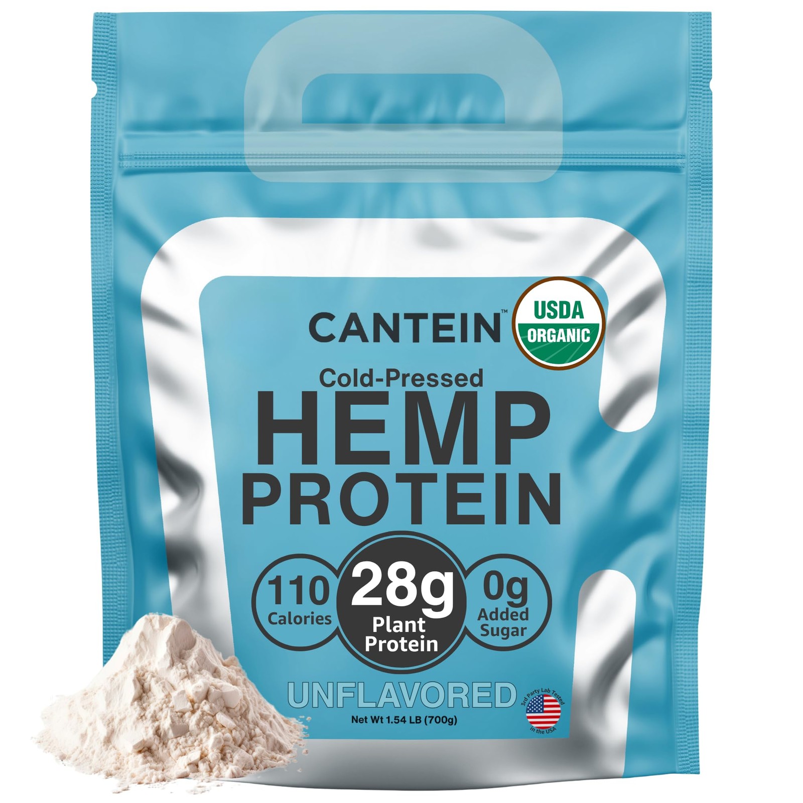 Cantein Organic Hemp Protein Powder, Vegan Plant 1.56 Pound (Pack of 1)