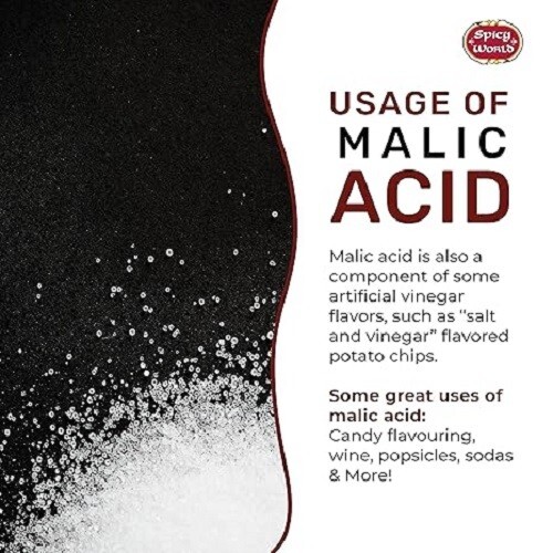 Malic Acid Powder 1.75 LB (28Oz) – Food Grade, Crystals, Tart Flavor – 1 Pack Ea