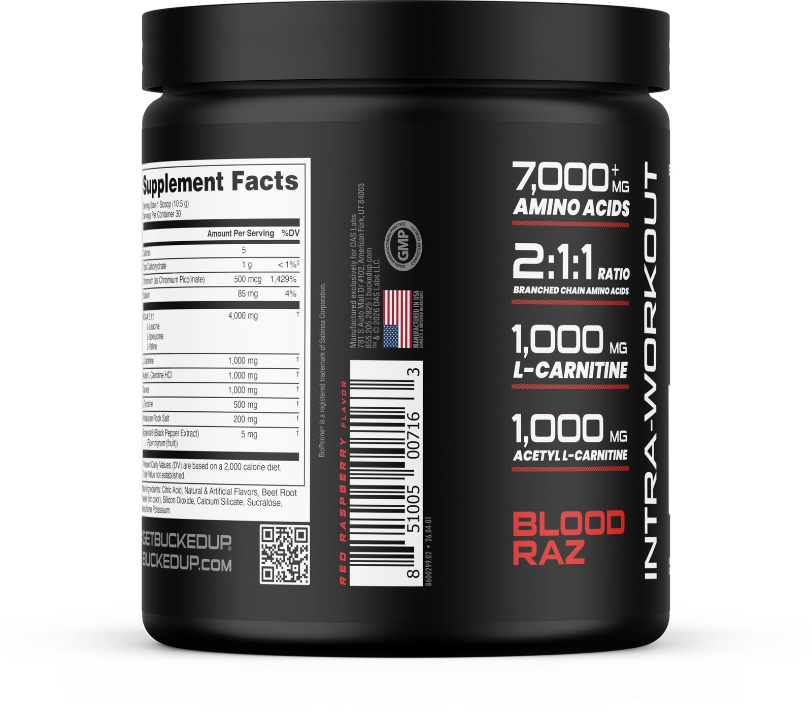 Bucked Up Racked Blood Raz | Intra Workout 10.15 Ounce (Pack of 1),