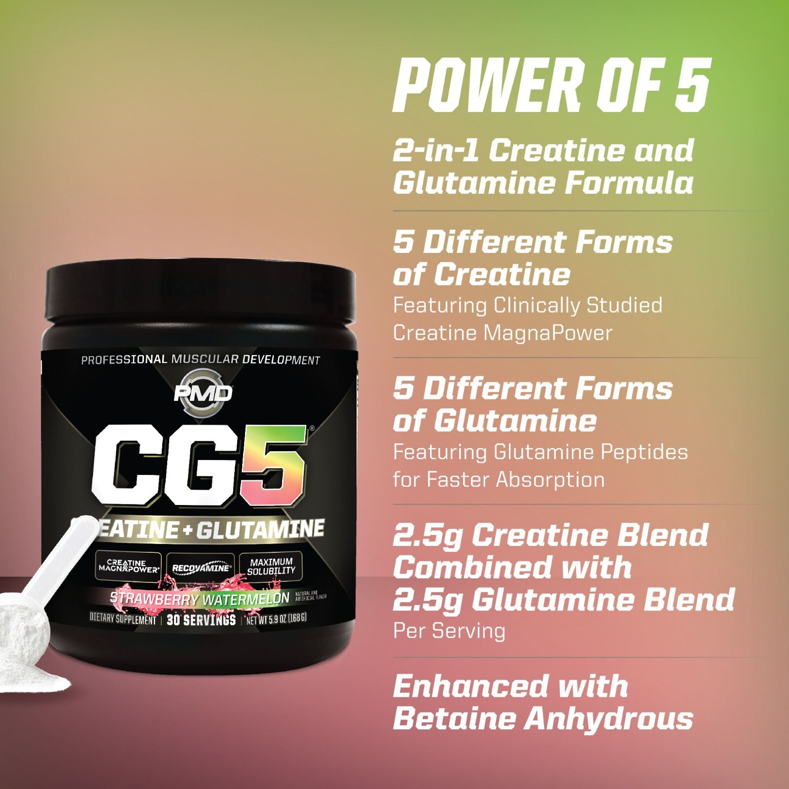 CG5 – Creatine/Glutamine Powder – Strength, Power & Recovery 30 servings