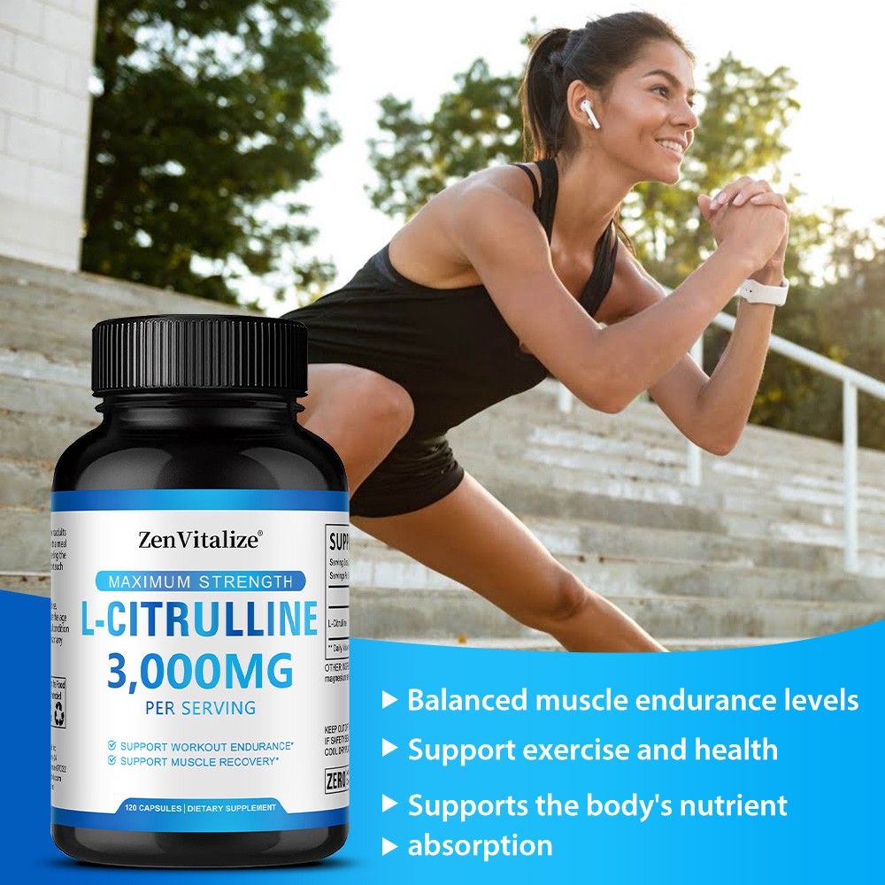 L Citrulline 3000mg Supplements L Arginine Muscle Strength Endurance 120 Pills