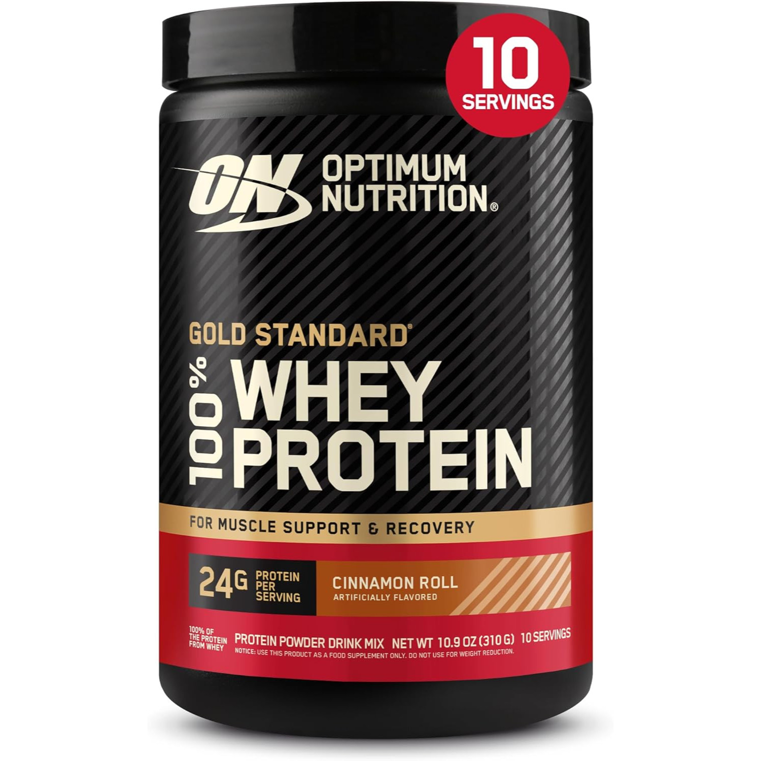 Optimum Nutrition Gold Standard 100% Whey Protein Powder, Cinnamon Roll, 0.68 Po