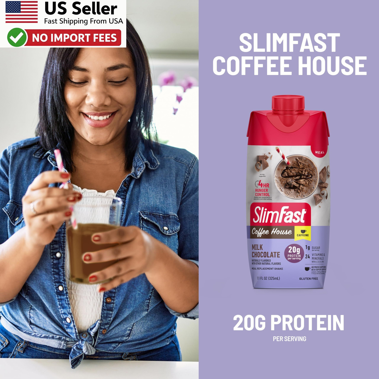 SlimFast Protein Shake Milk Chocolate 20g Protein Meal Replacement Drink FROM US