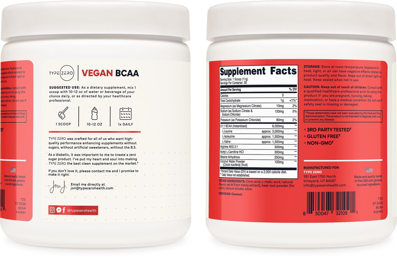Zero Ultra Clean Vegan BCAA + Electrolytes (Tropical Fruit Punch | 6G) 2:1:1 …