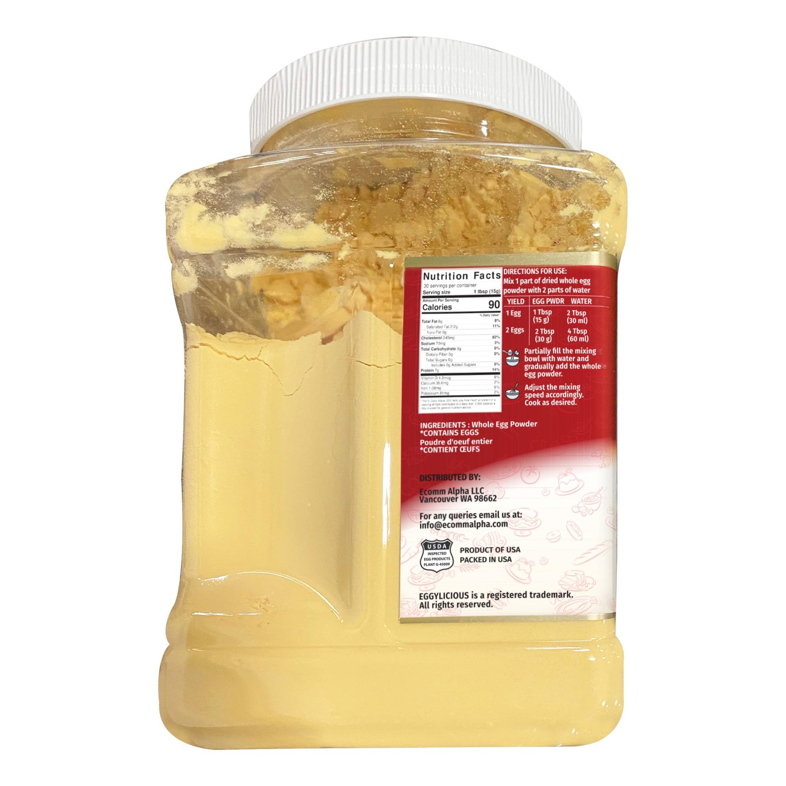 Dried Whole Egg Powder Protein Supplement 1 Pound Versatile Cooking Ingredient